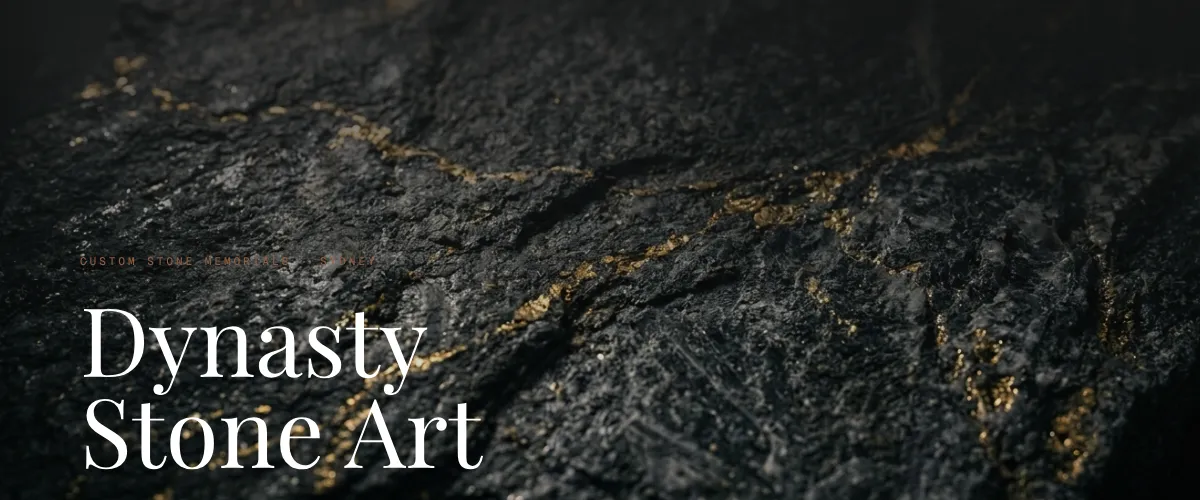 Dynasty Stone Art website redesign showing stone masonry work with gold veining