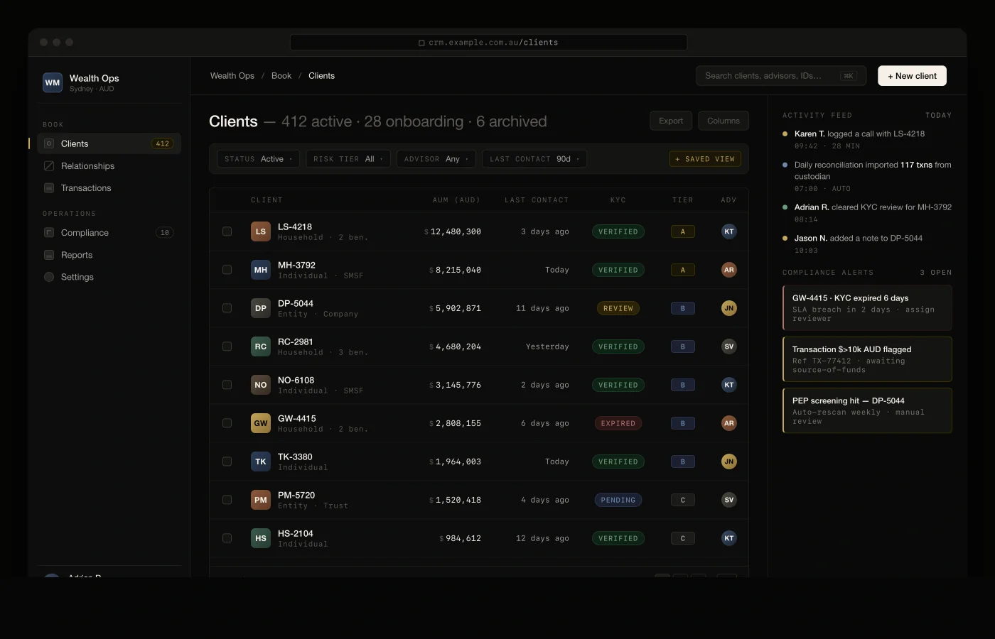Fintech CRM dashboard preview
